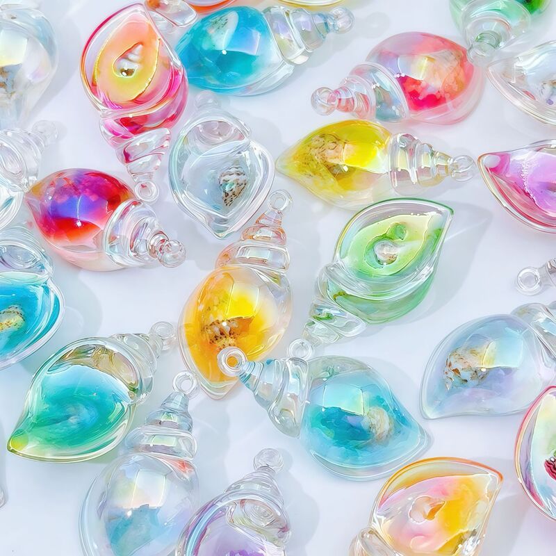 電気メッキ発光法螺貝 diy キーホルダーバッグイヤリングペンダント携帯電話チェーンアクリルジュエリーアクセサリー|undefined