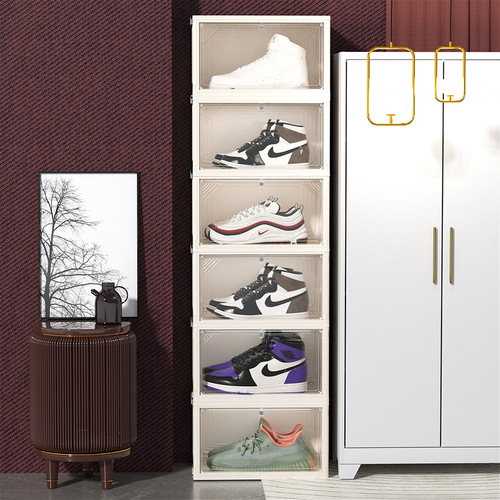 Overflow Japanese-style shoe box storage box flip cover installation-free foldable mobile space-saving artifact thickened shoe cabinet
