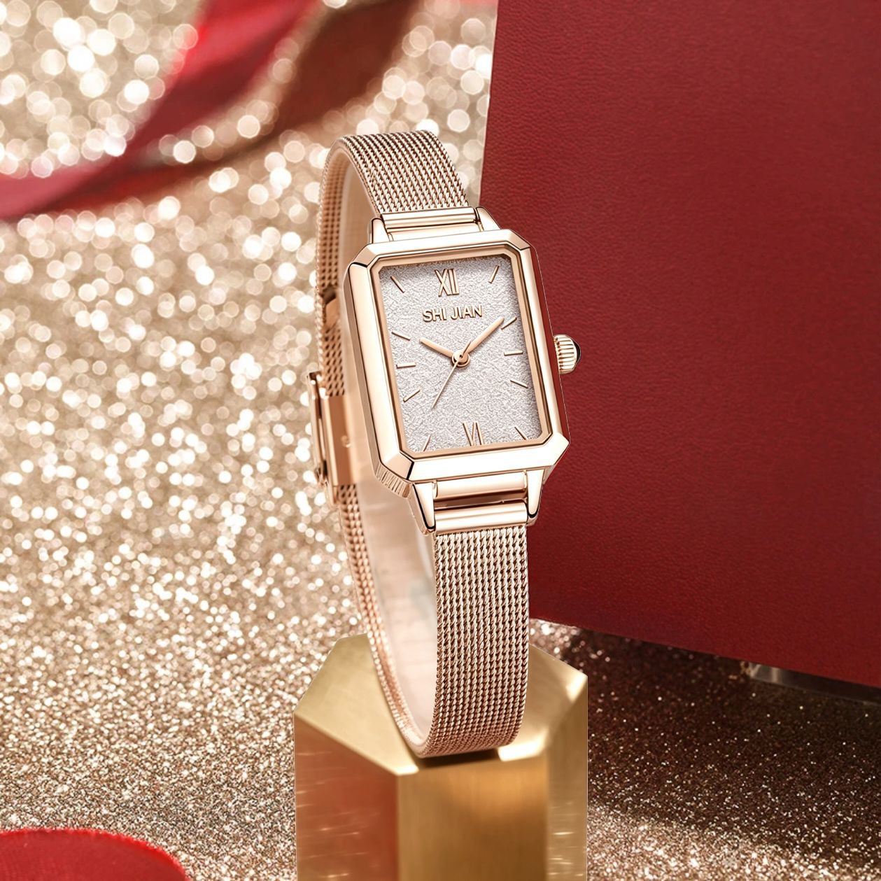 Cross-Border Popular Starry Sky Small Square Watch for Women, Waterproof Fully Automatic Quartz Watch for Women, Women's Watch