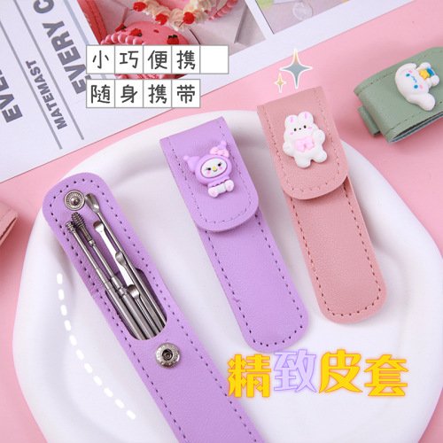Cute portable ear scoop six-piece set cartoon adult household ear scoop to remove ear tools earwax ear cleaner
