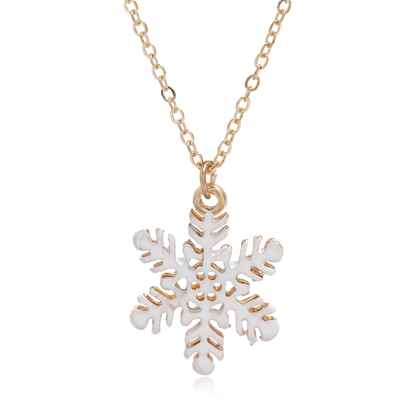 Simple Dripping Oil Christmas Snowflake Earrings Necklace 2-piece Set Wholesale Jewelry Nihaojewelry display picture 4