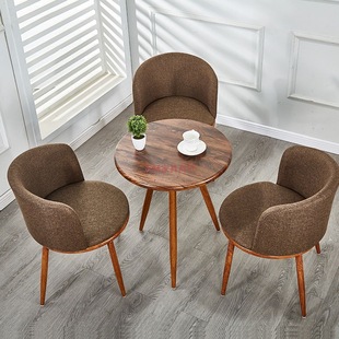 Imitation Chair Creative Negotiation Milk Tea Shop Small Apartment Solid Wood Dining Table and Chair Combination Nordic Modern Simple Leisure Round Table