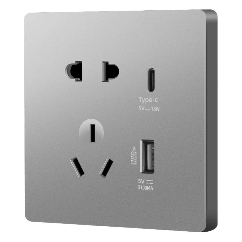 Умная панель быстрой зарядки с USB-разъемом, зарядка TYPE-C, панель быстрой зарядки PD 18 Вт с пятью отверстиями типа 86, скрытая установка