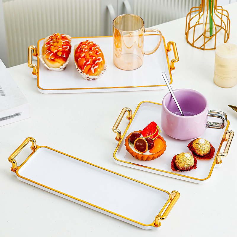 Light Luxury Tray Rectangular Household High-end Cups Tea Cup Wine Cup Tea Tray High-end Entrance Storage Tray
