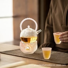 水墨瑠璃蓮花炉ろうそく茶炉温茶器温茶茶炉蓮温茶器恒温