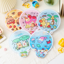 ins少女心布面圆扇随身便携折叠扇夏日卡通团扇可爱高颜值小扇子