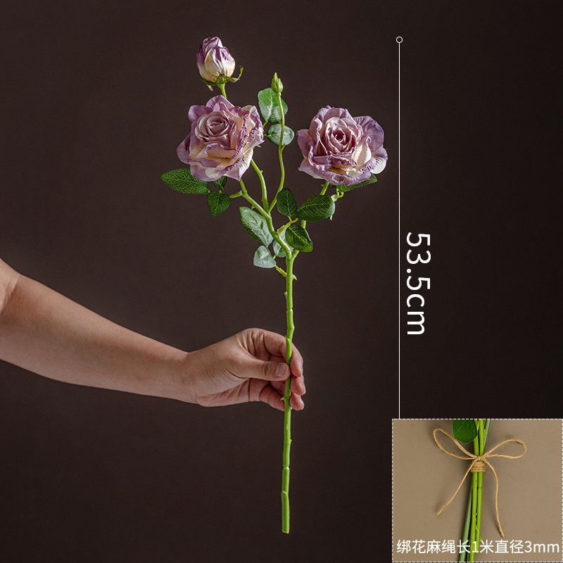 法式油画焦边仿真花玫瑰花假花复古插花客厅餐桌摆件装饰|undefined