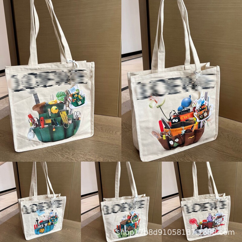 New Exhibition Gift Luo Canvas Bag, Casual and Versatile Tote Bag, Travel Large-Capacity Shoulder Shopping Bag, Lightweight