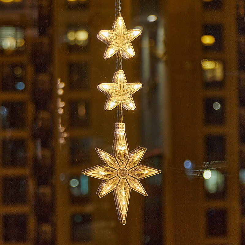 Nuevo estilo transfronterizo Navidad ambiente creativo LED ventosa decoración de la lámpara decoración del festival lámpara de estrella de cinco puntas colgante colgante image 15