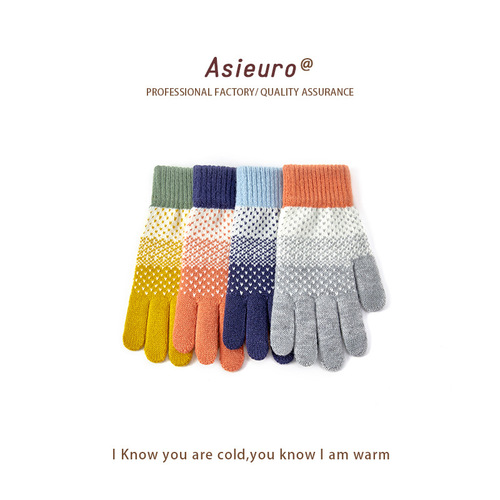 Touchscreen Glove for Men and Women, Winter Fleece Lined, Thick and Warm Knitted Woolen Fingered Cute Riding Gloves, Split Finger, Wholesale