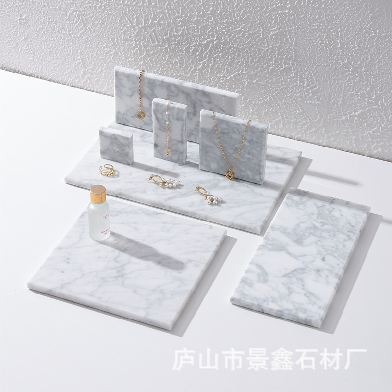 White Natural Marble Flat Rectangular Tray Model Room Aromatherapy Jewelry Storage Decorative Creative Ornaments