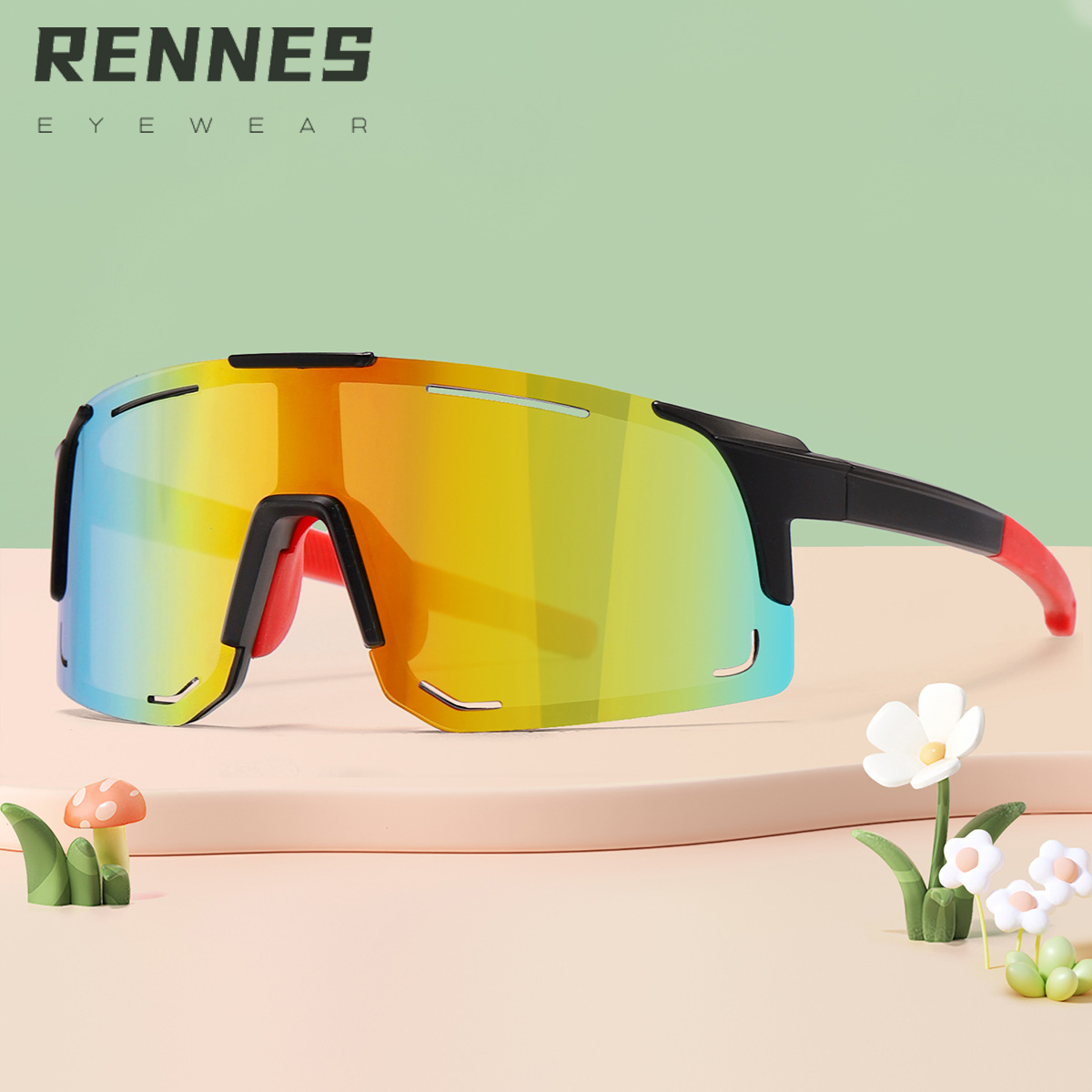 2024 Cross-border spot para niños nuevas gafas de sol a prueba de viento para ciclismo al aire libre con montura grande de una pieza, gafas de sol para niños y niñas