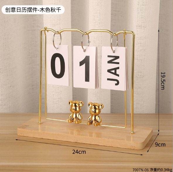 Madera Flip calendario escritorio creativo personalizado escritorio calendario hogar escritorio calendario joyería simple decoración decorativa de la tabla
