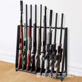 跨境木质步枪收纳架落地分格宝剑置物架可调节木质枪支陈列展示架