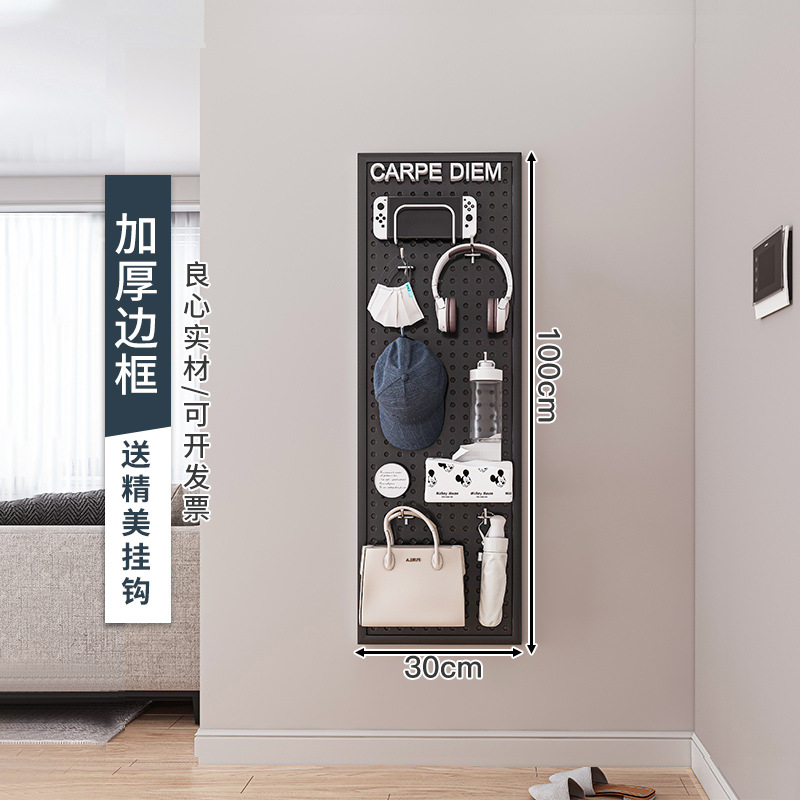 Tablero de agujero redondo, estante de estante de pared, almacenamiento de pantalla de acero inoxidable, herramientas de hardware, pared de tablero colgante universal