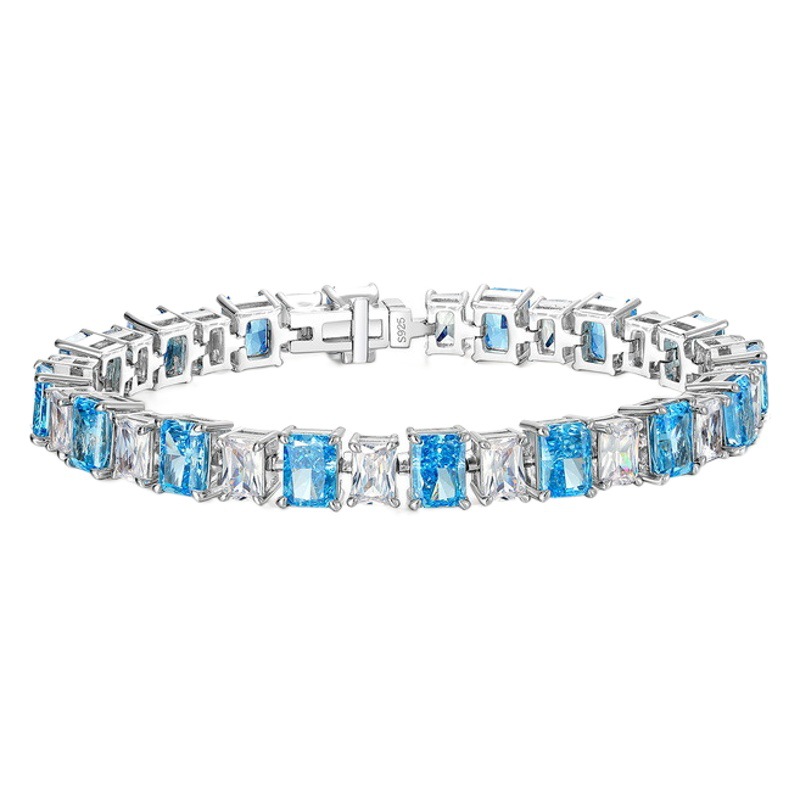 Wilsheng 2023 nuevo S925 plata Flor de hielo corte alto carbono diamante pulsera luz lujo ins nicho diseño regalo Año Nuevo