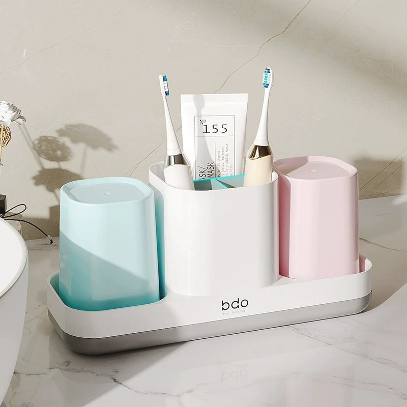 Система хранения для стоматологической продукции BDO Home — набор зубная щетка, ополаскиватель и зубная паста; 24x8.5x11 см, 0.349 кг; Европейский Белый / Прозрачный / Цветной набор
