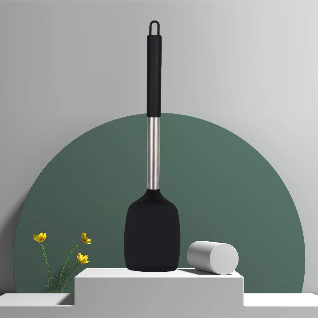 실리콘 손잡이가 있는 검정색 강관 세트(촘촘한 삽) 1