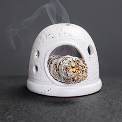 陶瓷鼠尾草香炉 创意太空舱鱼缸造景仓鼠窝秘鲁圣木燃烧支架托盘