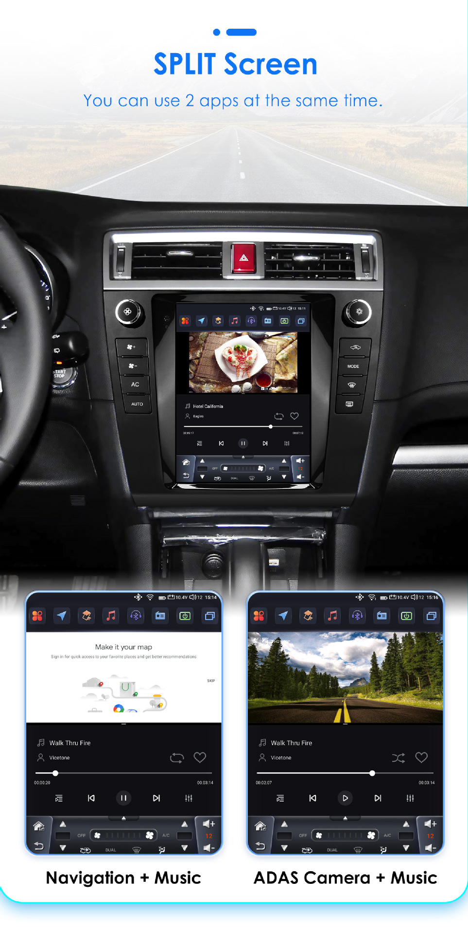 Suitable for 15-19 Subaru Outback 9.7inch Vertical Screen Android Car Mp5 Navigator with Wireless Carplay
