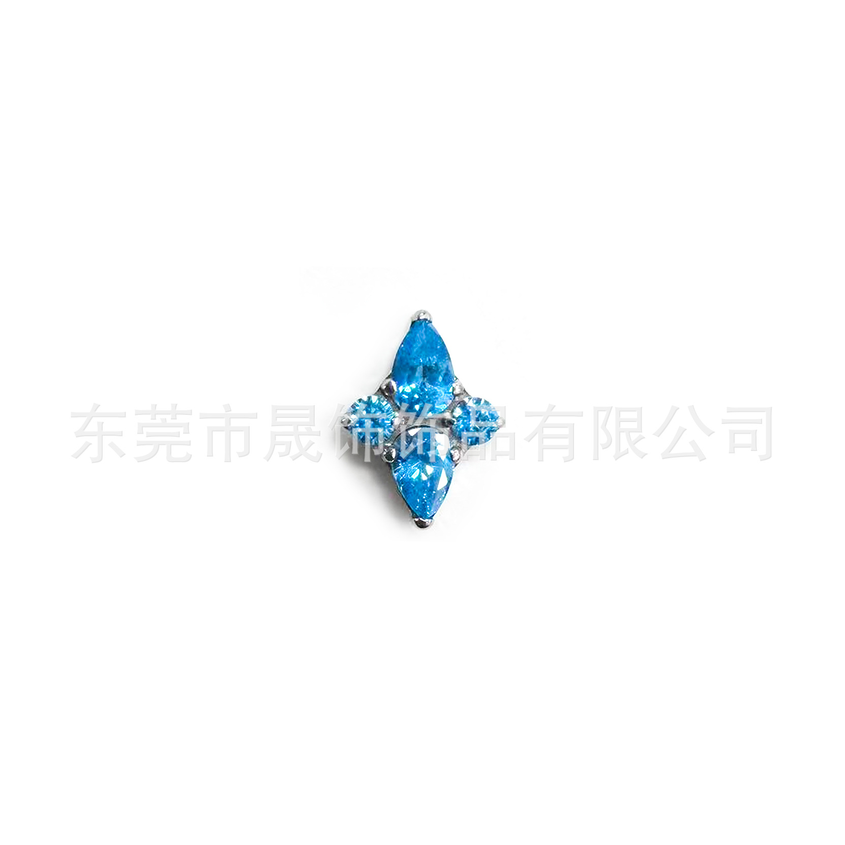 F136钛合金菱形十字花耳钉镶5A锆石耳骨钉G23钛内螺纹穿刺饰品