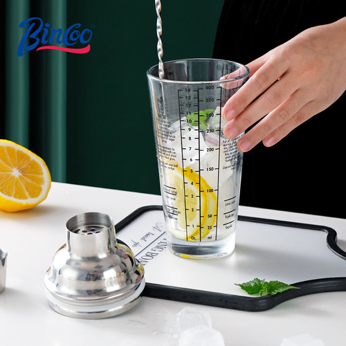 Bincoo Glass Shaker Cup Cocktail Set Lemon Tea Making Tool Handcrafted Iced Tea Drink Milk Tea Handheld Shaker