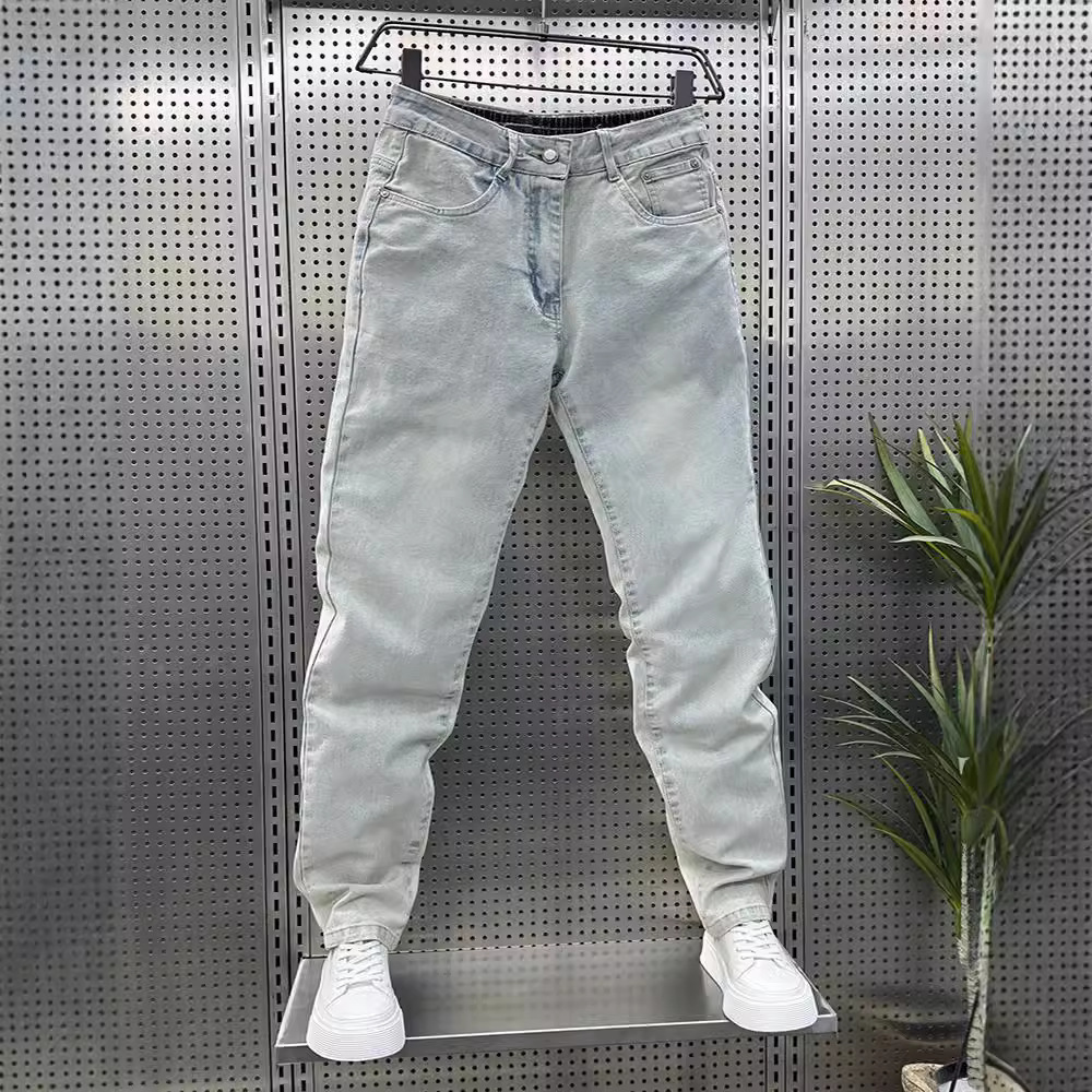청바지 남자 여름 더피 잘 생긴 트렌디 브랜드 올매치 스트레이트 팬츠 스트레치 세탁 할란 캐주얼 트렌디 아빠 바지