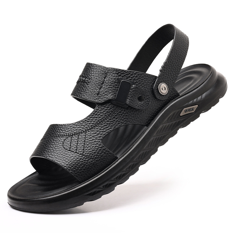Herren-Sandalen aus hochwertigem Rindsleder, Sommer 2026, rutschfest und wasserdicht, ideal für Outdoor-Aktivitäten, im Dad-Style._voghion.com