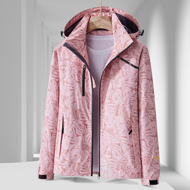 Primavera 2022 chaqueta de pareja de camuflaje de hoja de arce delgada chaqueta de cáscara suave de una sola capa para hombres y mujeres ropa deportiva al aire libre al por mayor image 3