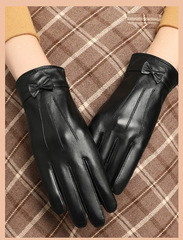 Ladies winter genuine sheepskin gloves with thermal lining, touch screen, driving and cycling, Korean style, simple and fashionable, warm
