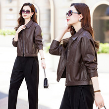 品牌绵羊皮真皮皮衣女2024年新款春秋爆款潮流时尚洋气皮夹克外套