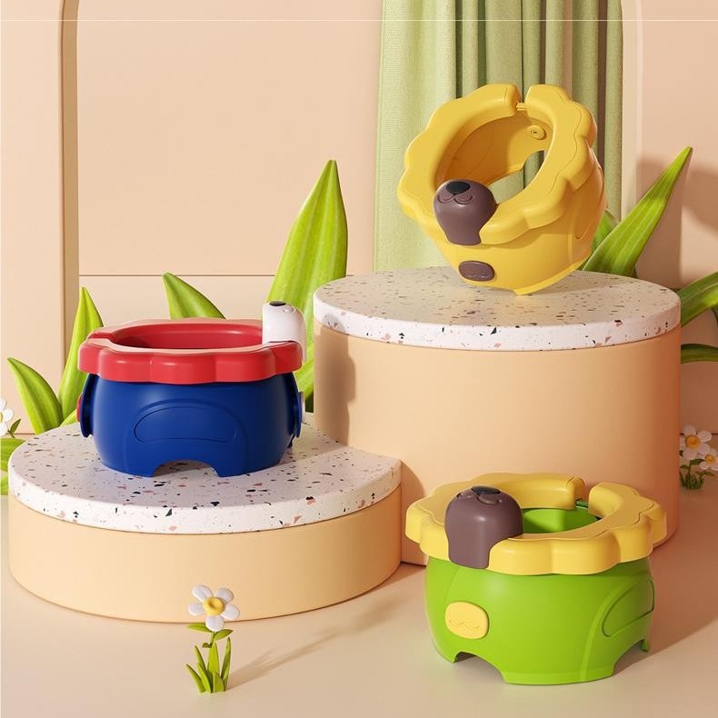 Pequeño león bebé orinal plegable orinal bebé viaje inodoro inodoro portátil coche pequeño