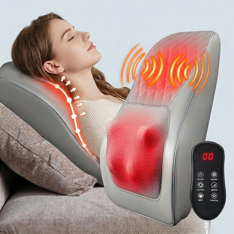 Amazon Lumbar and Neck Massager, Waist Kneading and Massage Device, Multifunctional Back Massager with Charging, Heating, and Vibration