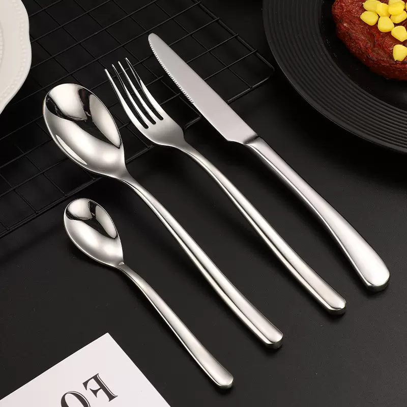 亚马逊不锈钢月光餐具刀叉勺咖啡勺酒店西餐牛排刀叉餐具镜面抛光