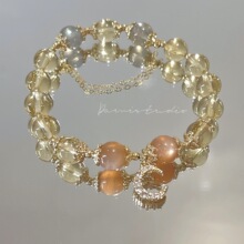 仿黄水晶月亮手链女ins小众高级感月亮闺蜜手串送女友生日礼物女