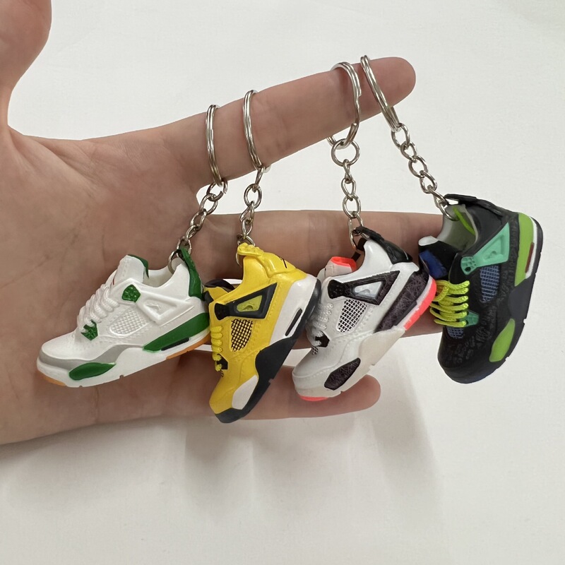 Aj4 Shoe Mold 3D Stereo Export Jordan Basketball European and American Cross-Border Douyin Trendy Pendant Blind Box Keychain Shoe Mold