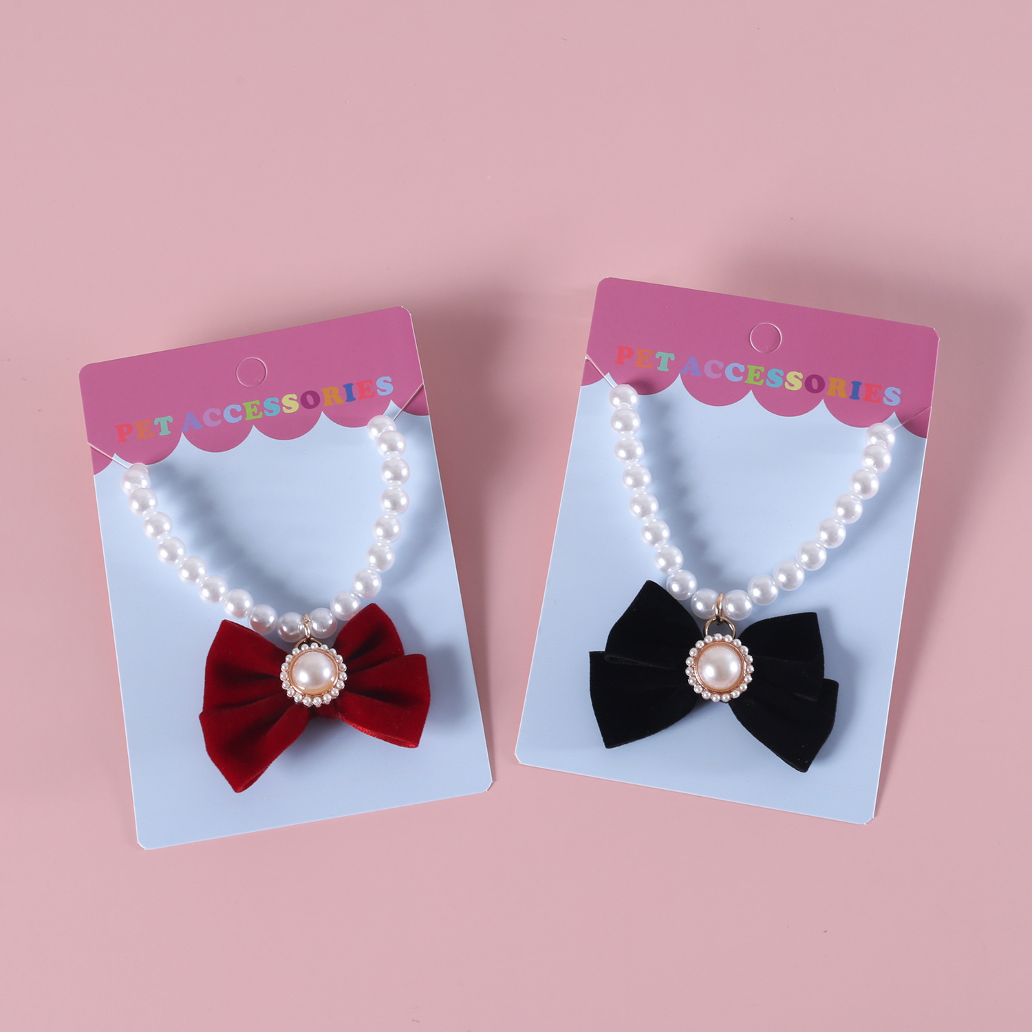 Perla de seda de mascota collar colgante arco princesa gatos cachorros colgante retro noble collar ajustable