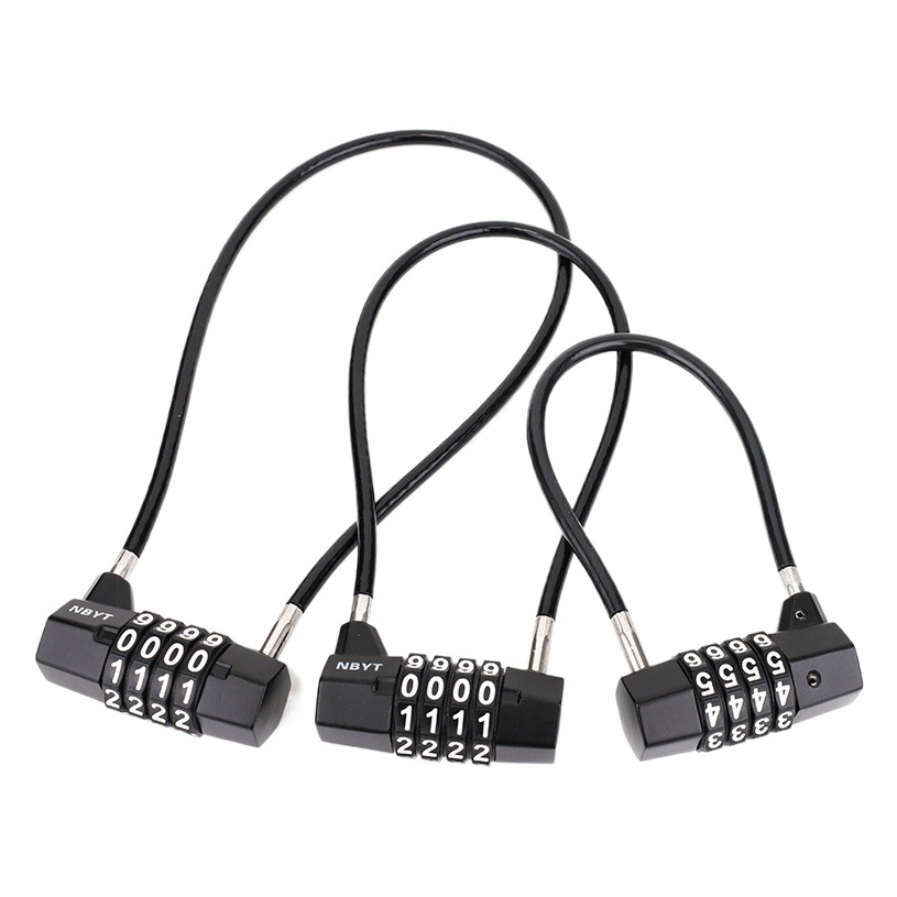 Negrita alambre alargado cerradura candado contraseña cerradura coche eléctrico cesta gabinete cerradura casco antirrobo suave cuerda larga gimnasio