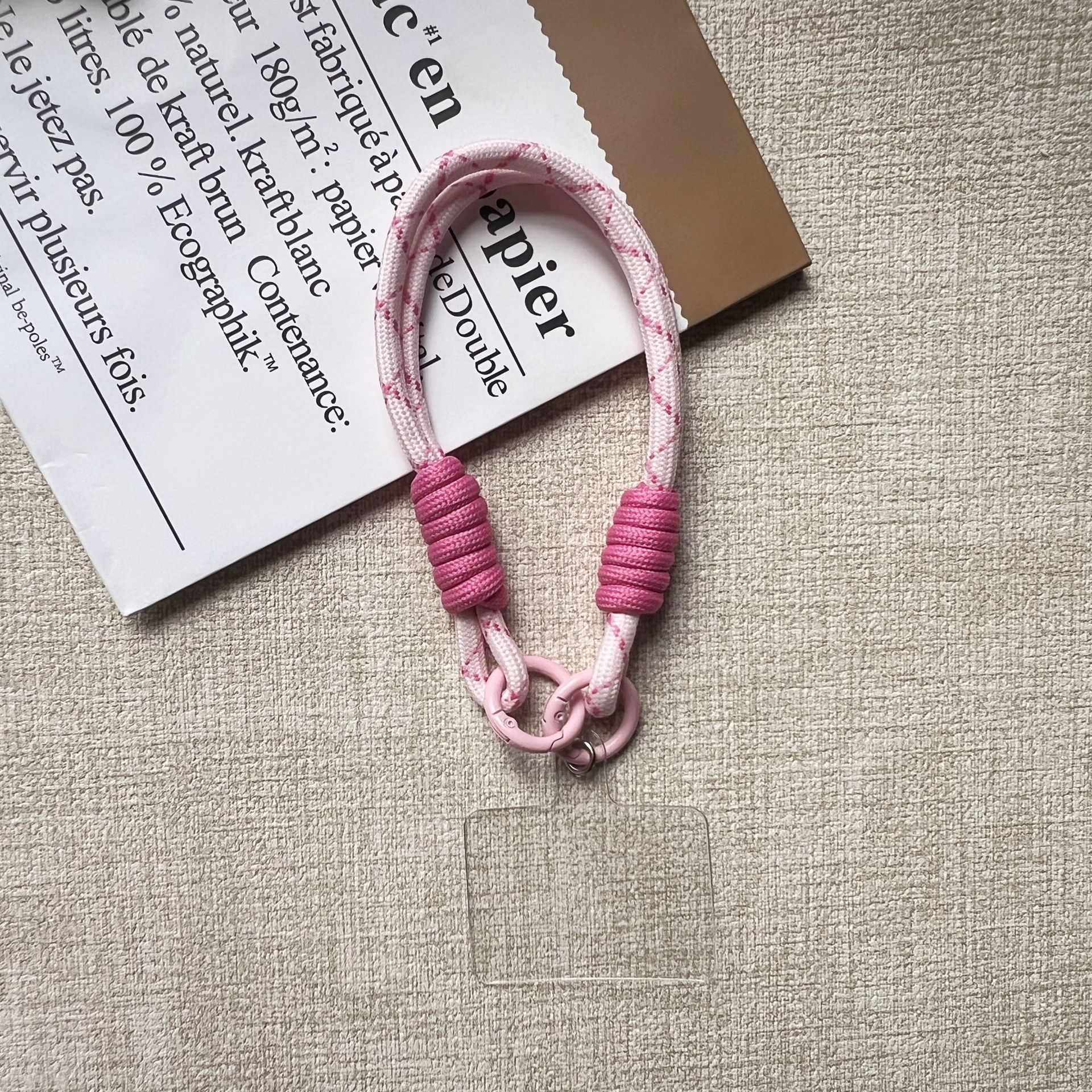 더블링 [팔찌-핑크 스트라이프] + 투명 사각 스페이서