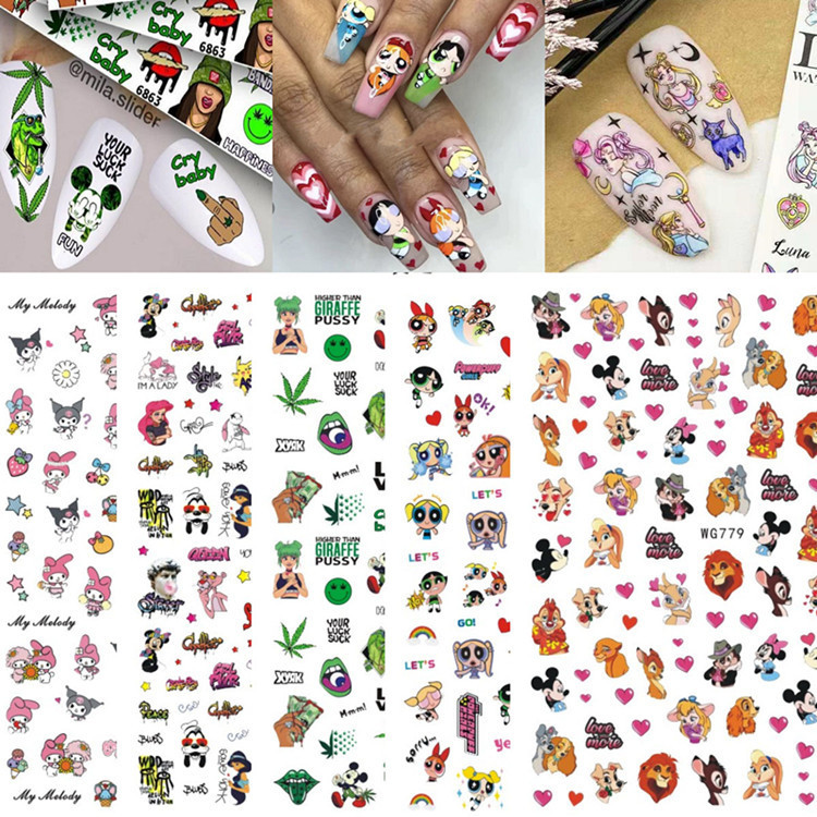 Children's Nail Stickers Sailor Moon KT Mickey Princess Pink Panther Children's Nail Stickers WG775-797