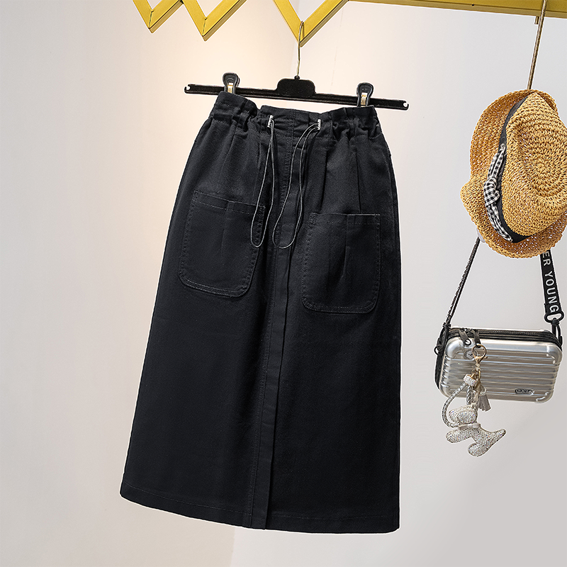 Autumn elastic long skirt for leisure, A-line