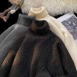 高领酒红色加绒毛衣男款秋冬痞帅慵懒风针织衫cleanfit内搭打底衫，男装针织衫/毛衣，星座614