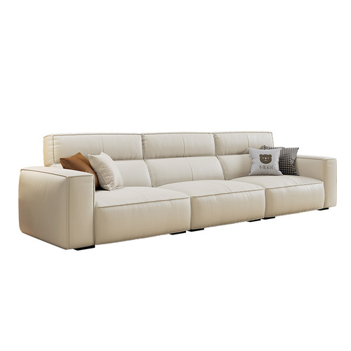 Italian Minimalist Top-Grain Leather Sofa Cream Style Simple Luxury Small Household Use Straight Latex Genuine Leather Sofa
