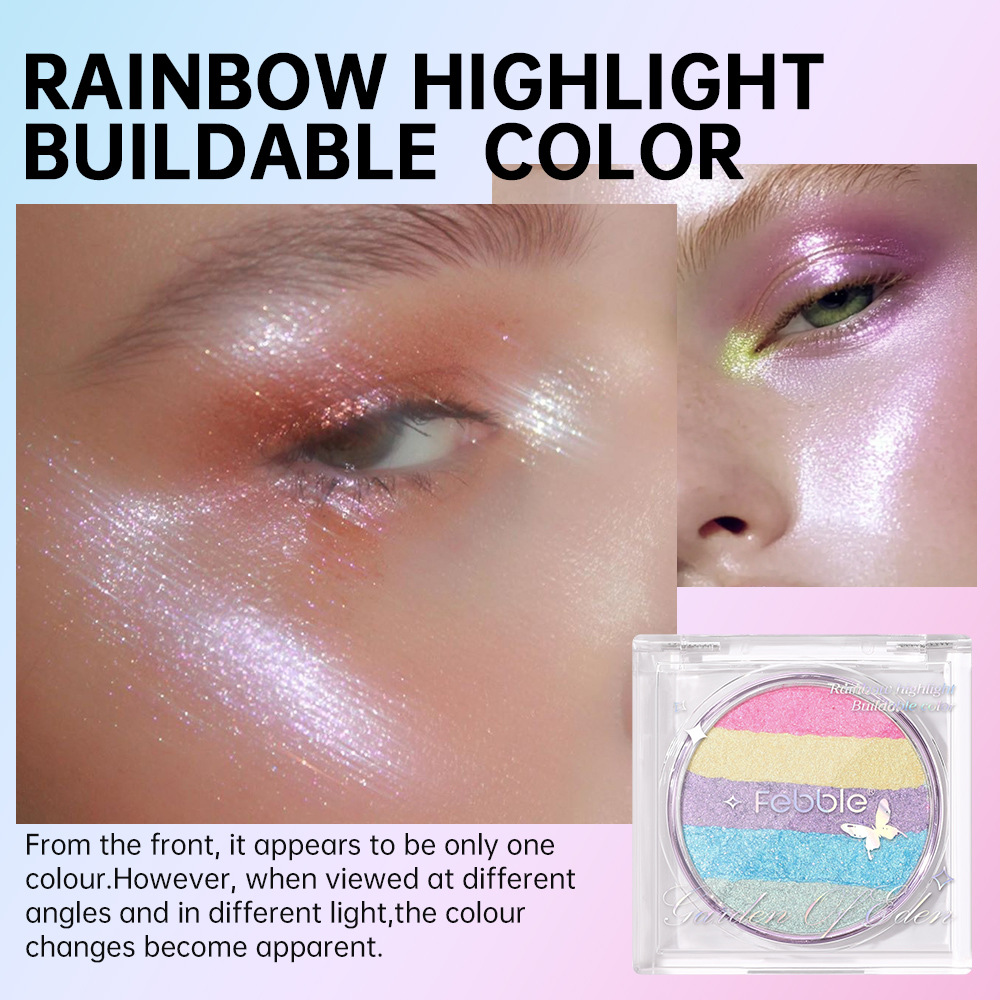 Febble maquillaje transfronterizo venta caliente de alto valor de sombra de ojos arco iris gradiente disco óptico FBF039