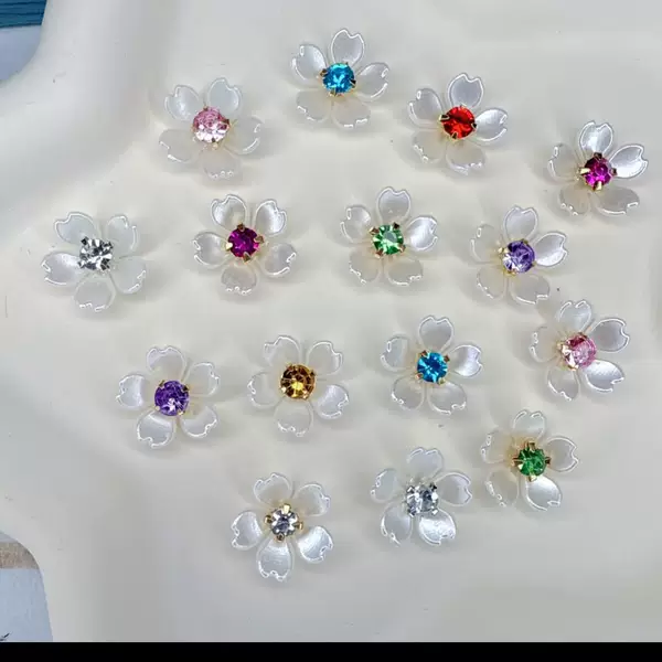 15mm five-piece small flower Golden single claw diy handmade material popular hairpin accessories five-piece small flower with gold diamond