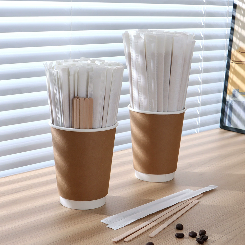 Кофейная блендер Независимая упаковка деревянная блендер длинная ручка одноразовая березовая блендер чай с молоком блендер