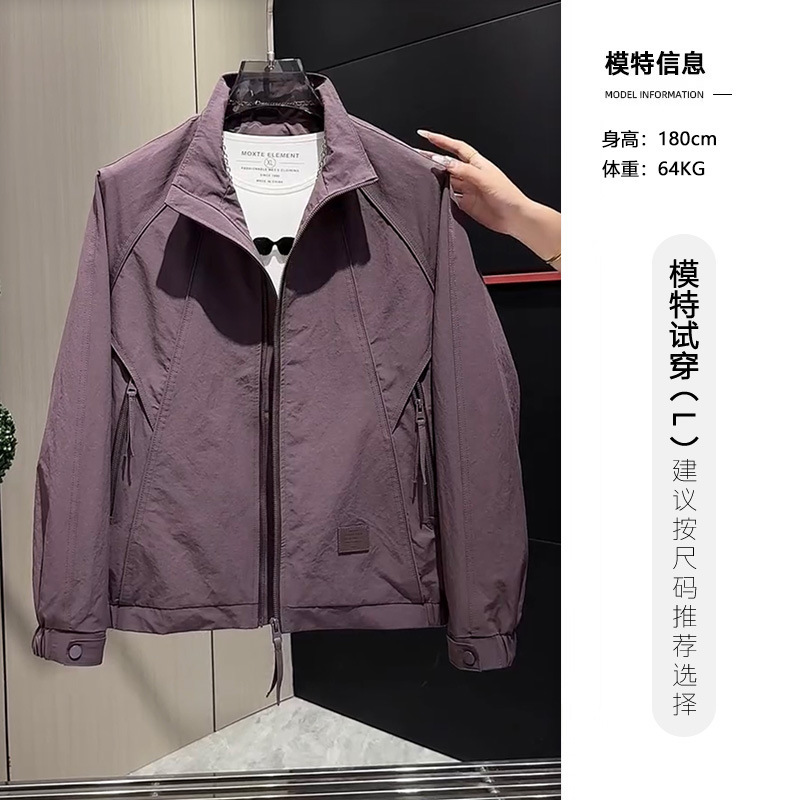 2025新款痞帅立领工装夹克男装春秋季宽松休闲时尚流时尚百搭外套|undefined