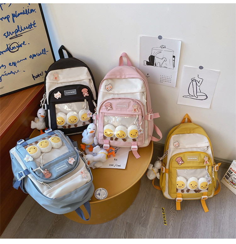 Cute Korean Version Of Large-capacity Hit Color Backpack display picture 3