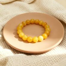 天然蜜蜡圆珠手串随型原石手串收藏级别鸡油黄蜜蜡手串