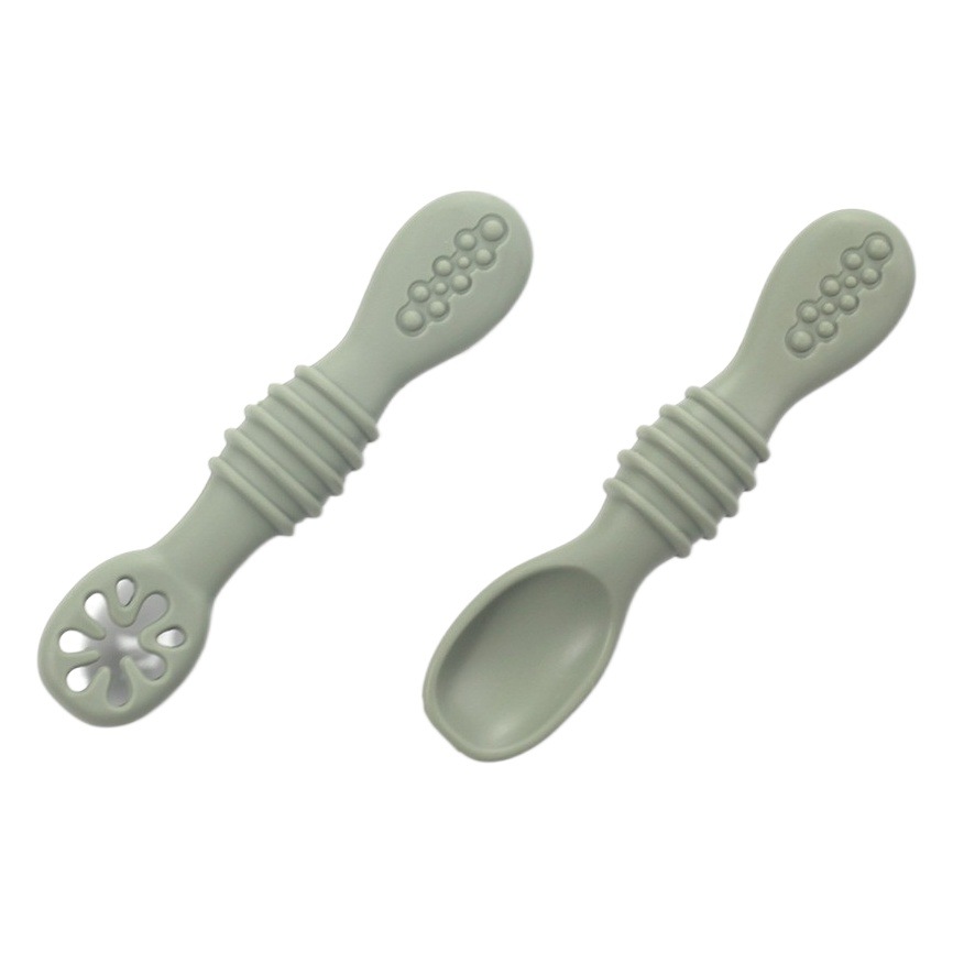 Amazon Hot Selling Silicone Spoon Spoon Baby Fluffy Sticky Spoon Training Spoon Maternal and Infant Products Lick Spoon Lick Spoon Supplemental Spoon